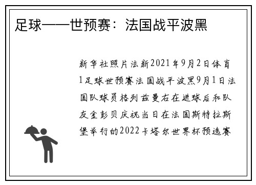 足球——世预赛：法国战平波黑