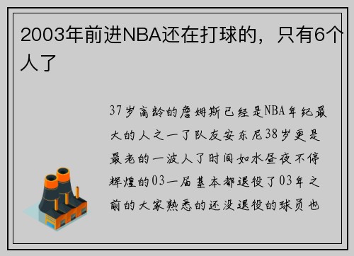 2003年前进NBA还在打球的，只有6个人了