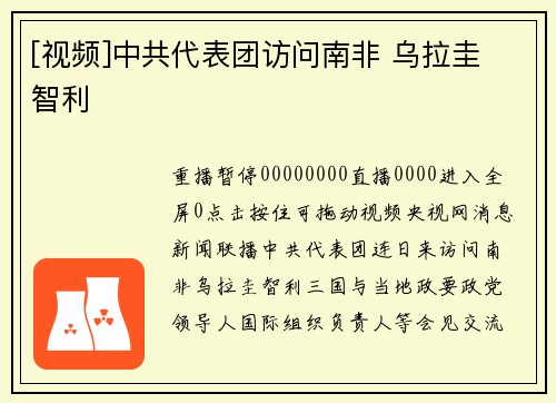 [视频]中共代表团访问南非 乌拉圭 智利